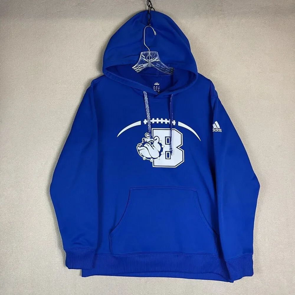 Adidas Hoodie‎ Mens Large Blue Bulldogs Sweatshirt Pullover Sweater Adult